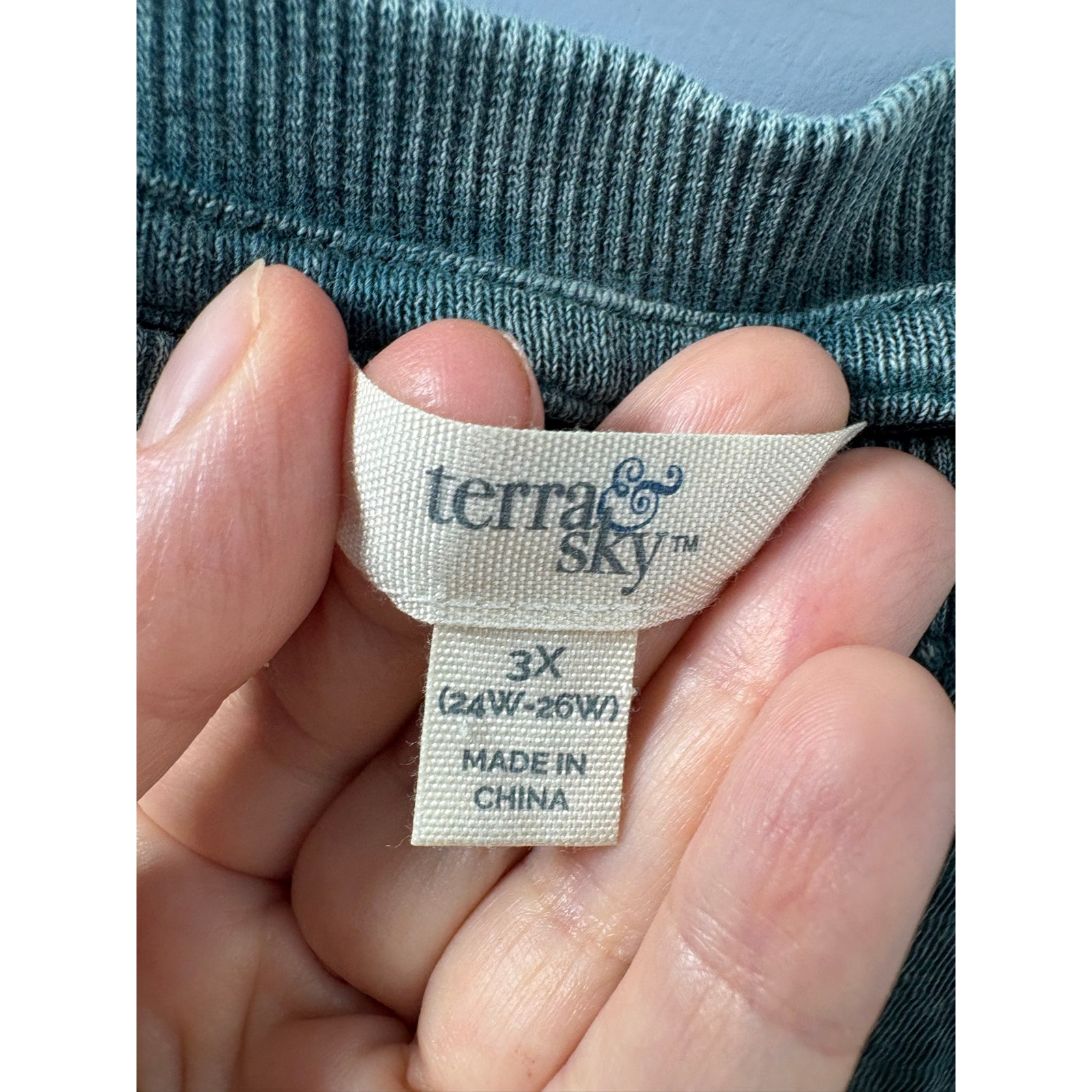 Terra & Sky Teal Mineral Wash Oversized Raglan Top 3/4 Sleeve Plus Size 3x Nwt — image 3 of 5